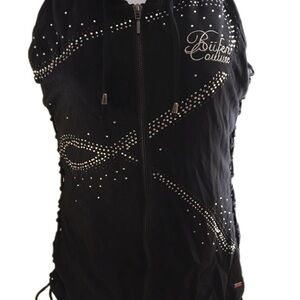 Black Rhinestone Zip-Up Hoodie